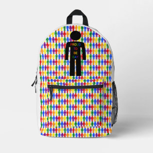 LGBTQ Gay Man Silhouette and Rainbow Men Printed Backpack