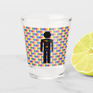 LGBTQ Gay Man Silhouette and Rainbow Men Shot Glass
