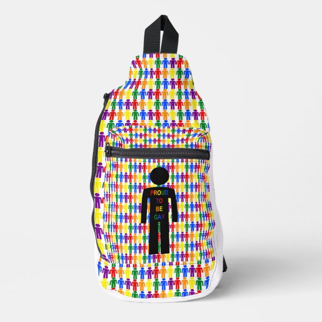 LGBTQ Gay Man Silhouette and Rainbow Men Sling Bag (Front)