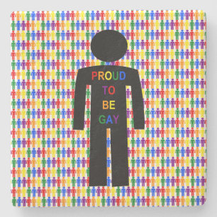 LGBTQ Gay Man Silhouette and Rainbow Men Stone Coaster