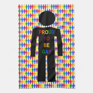 LGBTQ Gay Man Silhouette and Rainbow Men Tea Towel
