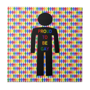 LGBTQ Gay Man Silhouette and Rainbow Men Tile