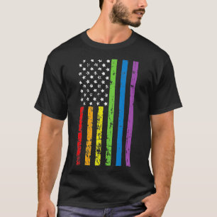 LGBTQ Gay Pride American Flag Rainbow Cool Ally Gi T-Shirt