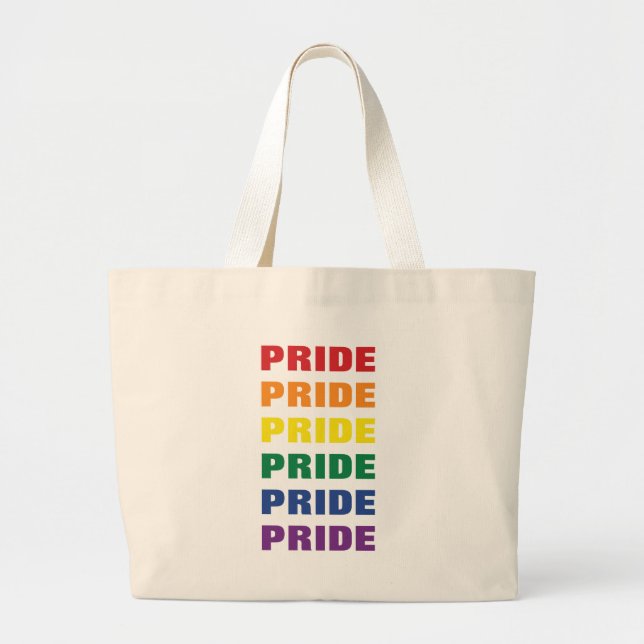 LGBTQ Gay Pride Customisable Repeating Text Large Tote Bag (Front)