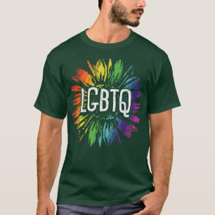 LGBTQ Gay Pride Cute Sunflower Rainbow Flag Proud T-Shirt