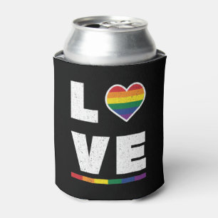LGBTQ Gay Pride Flag Distressed Grunge Love Can Cooler