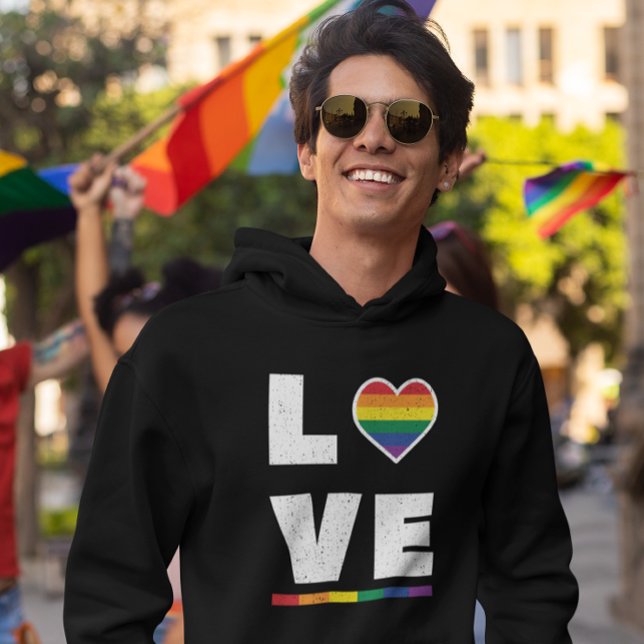 LGBTQ Gay Pride Flag Distressed Grunge Love Hoodie (Creator Uploaded)