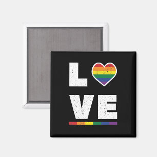 LGBTQ Gay Pride Flag Distressed Grunge Love Magnet