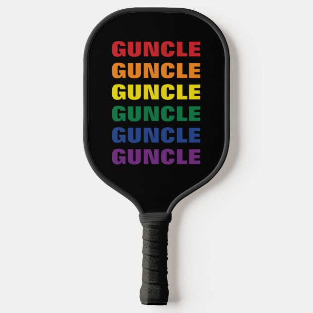 LGBTQ Gay Pride Fun And Funny Gay Uncle Guncle Pickleball Paddle (Back)
