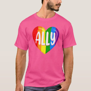 Lgbtq Gay Pride Lgbt Ally Rainbow Flag Heart Retro T-Shirt