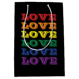 LGBTQ Gay Pride Love Customisable Repeated Text Medium Gift Bag