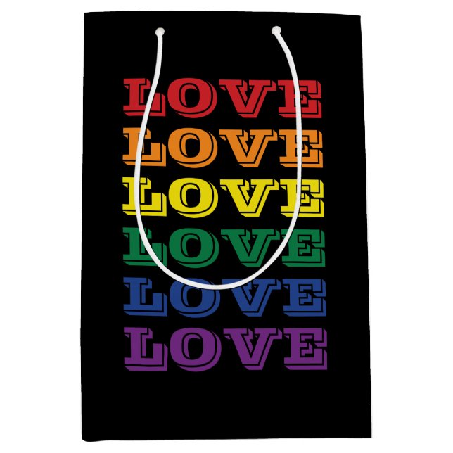 LGBTQ Gay Pride Love Customisable Repeated Text Medium Gift Bag (Front)