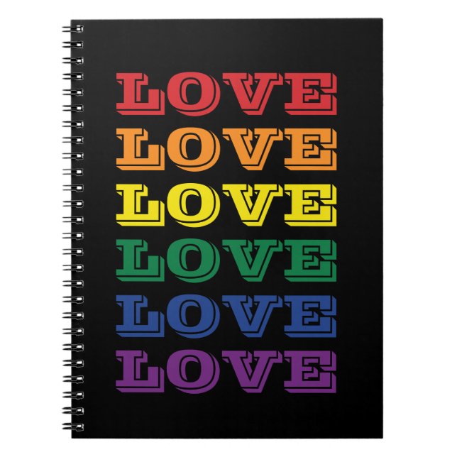  LGBTQ Gay Pride Love Customisable Repeated Text Notebook (Front)