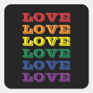 LGBTQ Gay Pride Love Customisable Repeated Text Square Sticker