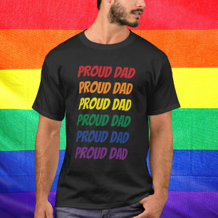 LGBTQ Gay Pride Proud Dad Repeating Text T-Shirt
