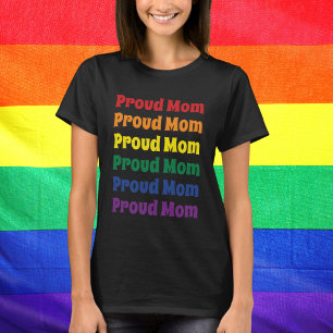 LGBTQ Gay Pride Proud Mum Repeating Text T-Shirt