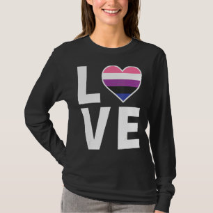 Lgbtq Gender Fluid Flag Heart  Lgbtqia+ Love Gende T-Shirt