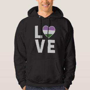 Lgbtq Genderqueer Flag Heart Lgbtqia+ Love Gender Hoodie