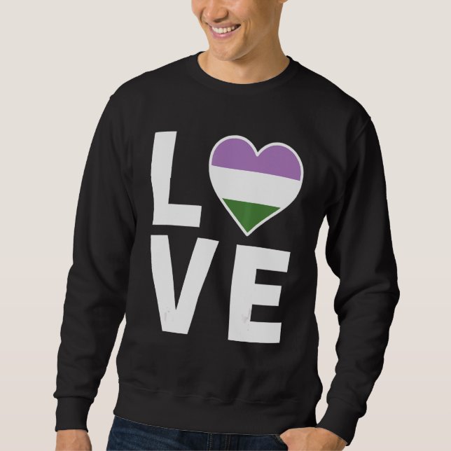 Lgbtq Genderqueer Flag Heart  Lgbtqia+ Love Gender Sweatshirt (Front)
