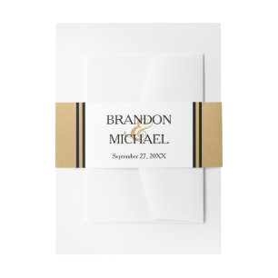 LGBTQ Gold Black Formal Invitation Belly Band