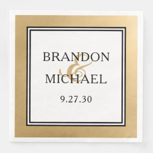 LGBTQ Gold Modern Wedding Napkins