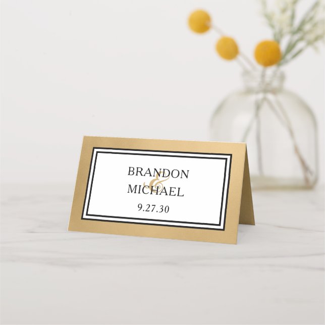 LGBTQ Gold Modern Wedding Place Card (Back)