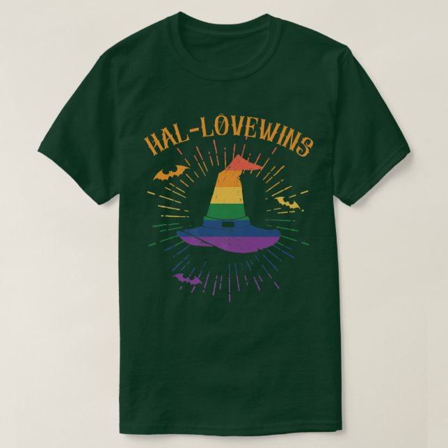 LGBTQ Halloween Costume Rainbow Flag Love Wins Wit T-Shirt (Design Front)