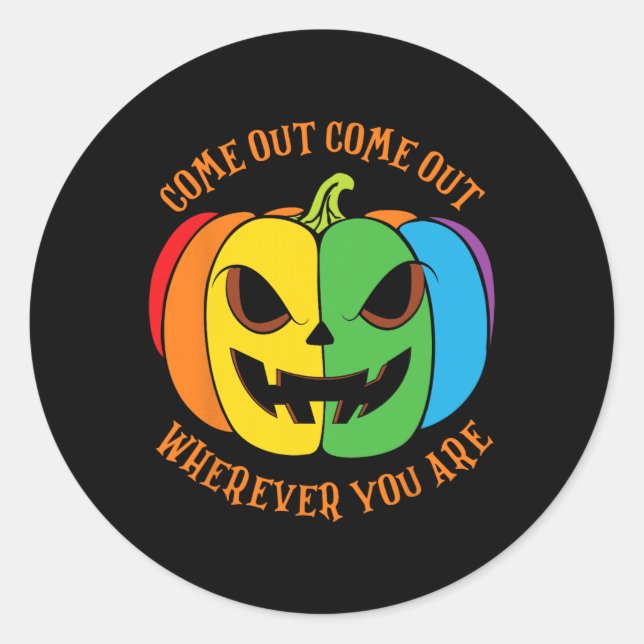 Lgbtq Halloween Pumpkin  Classic Round Sticker (Front)
