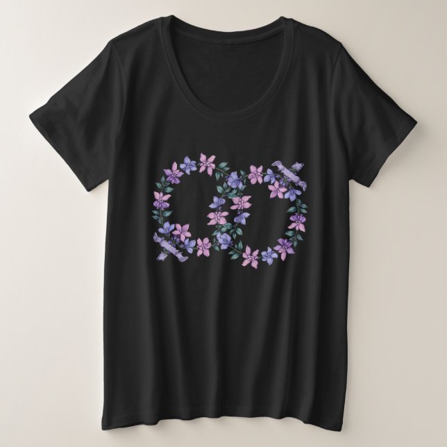 LGBTQ hand-drawn flowers female symbols Plus Size T-Shirt (Design Front)