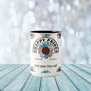 LGBTQ Happy Pride: Sunflower in Transgender Colour Two-Tone Coffee Mug