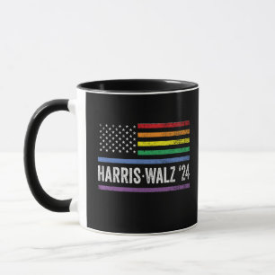 LGBTQ Harris Walz American Flag Election 2024 Mug