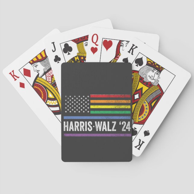 LGBTQ Harris Walz American Flag Election 2024 Playing Cards (Back)