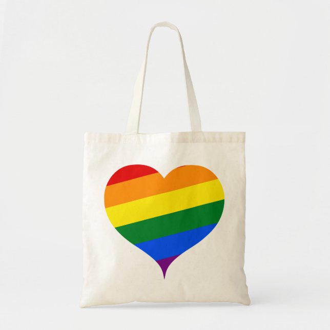 LGBTQ Heart Rainbow Tote Bag (Front)
