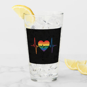 LGBTQ Heartbeats Heart Pride Gay Lesbian Trans Bi Glass