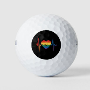LGBTQ Heartbeats Heart Pride Gay Lesbian Trans Bi Golf Balls