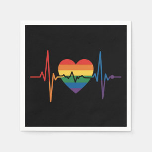 LGBTQ Heartbeats Heart Pride Gay Lesbian Trans Bi Napkin