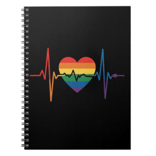 LGBTQ Heartbeats Heart Pride Gay Lesbian Trans Bi Notebook