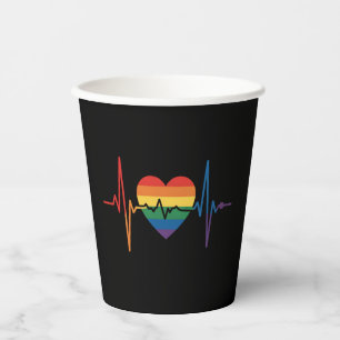 LGBTQ Heartbeats Heart Pride Gay Lesbian Trans Bi Paper Cups
