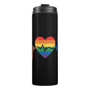 LGBTQ Heartbeats Heart Pride Gay Lesbian Trans Bi Thermal Tumbler