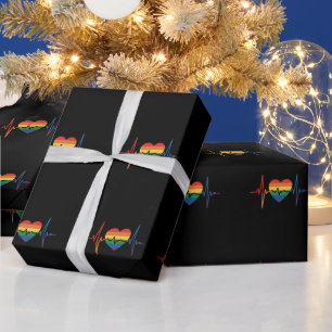 LGBTQ Heartbeats Heart Pride Gay Lesbian Trans Bi Wrapping Paper