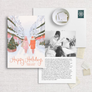 LGBTQ+ Holiday Card Watercolor Snowy Shopping