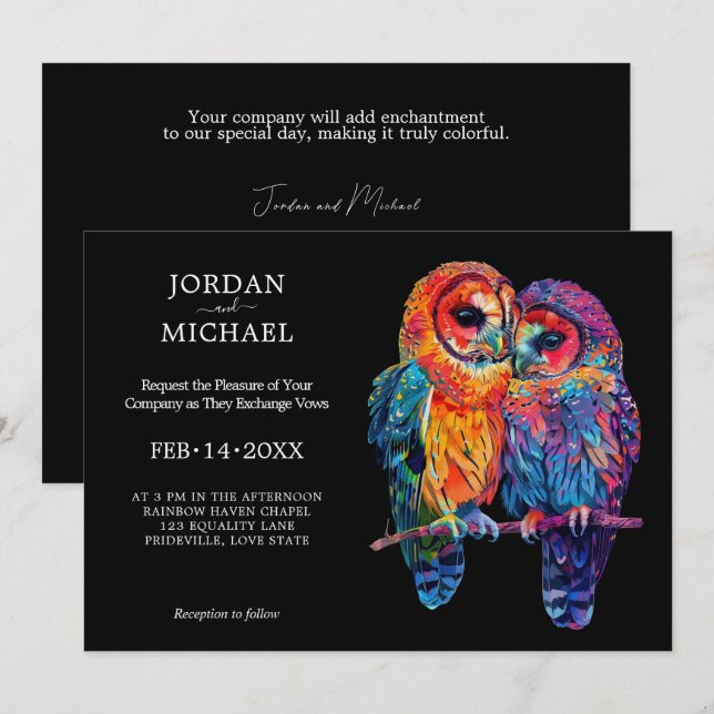 🌈 LGBTQ  horizontal Eternal Unity wedding  Invitation (Front/Back)