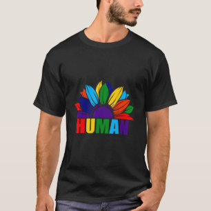 Lgbtq Human Pride Rainbow Sunflower   Lgbt Gay Les T-Shirt