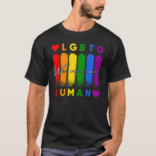 LGBTQ HUMAN Rainbow Love Is Love LGBT Gay Lesbian  T-Shirt