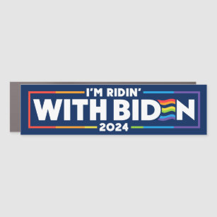 LGBTQ I'm Ridin' With Biden 2024 Bumper Car Magnet