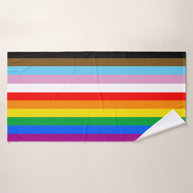 LGBTQ+ INCLUSIVE PRIDE FLAG BATH TOWEL (Bath Towel)