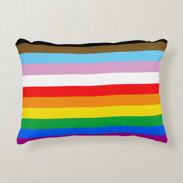 LGBTQ+ INCLUSIVE PRIDE FLAG DECORATIVE CUSHION (Front)