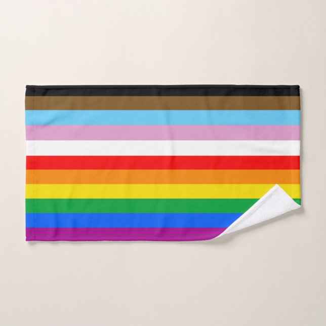 LGBTQ+ INCLUSIVE PRIDE FLAG HAND TOWEL (Hand Towel)
