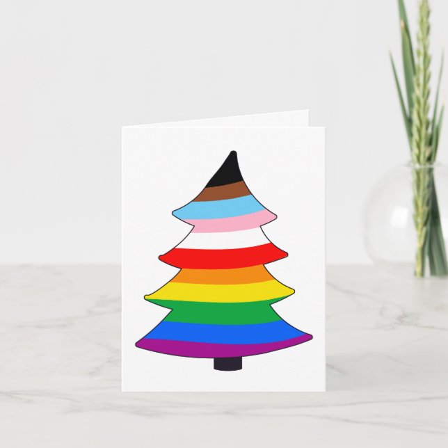 LGBTQ+ INCLUSIVE PRIDE Holigay Tree Holiday Card (Front)