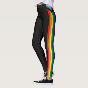 Lgbtq Inclusive rainbow gay pride flag black Leggings